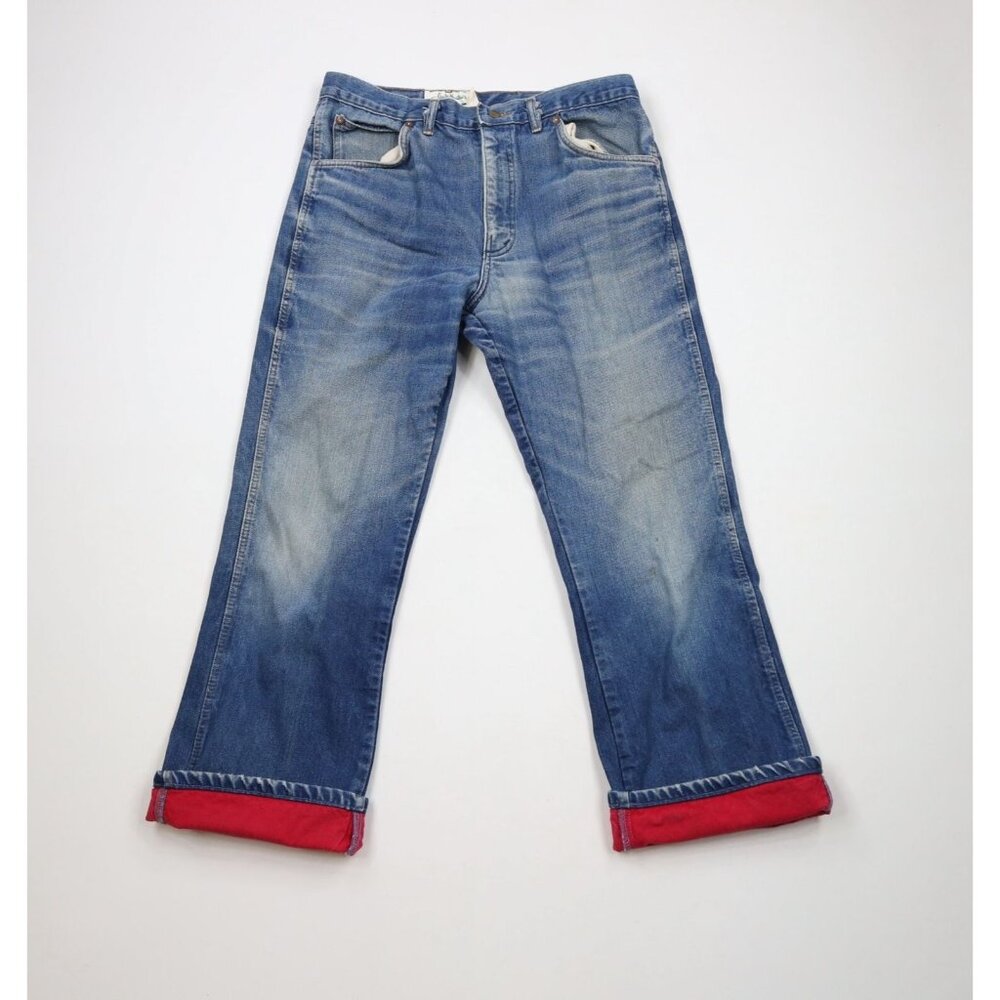 Vtg 80s 90s Gander Mountain Mens 34x30 Distressed Lined Flared Bootcut Jeans USA
